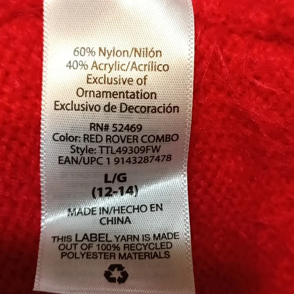 Womens Red Sweater Winter Ski Decorative Christmas sz L 89th MADISON 12/14 b36 - Picture 7 of 8